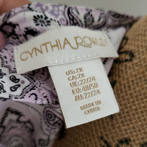 Cynthia Rowley Purple Graphic Tunic 3/4 Sleeves - Picture 2 of 5